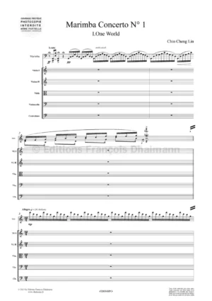 Marimba Concerto N°1. Pour marimba et orchestre à cordes – Conducteur – Chin-Cheng Lin
